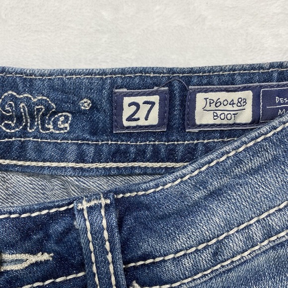 Miss Me Jeans Womens Sz 27 boot cut blue Denim‎ Embellished Fleur de lis Pockets - Picture 8 of 13